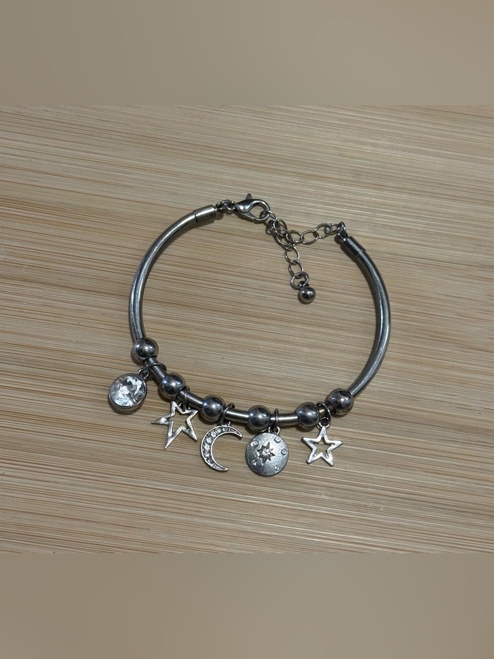 Celestial Silver Star & Moon Charm Bracelet